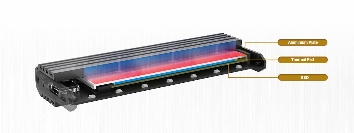 Silverstone USB-C 3.2 Gen2 10Gbps NVMe and SATA M.2 SSD RGB portable enclosure Silverstone USB-C 3.2 Gen2 10Gbps NVMe and SATA M.2 SSD RGB portable enclosure